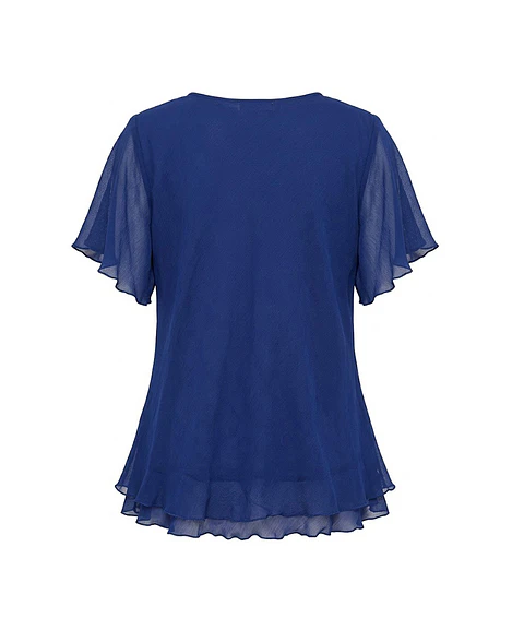 Blusa Elegante Azul Rey Adolfo Classic - Talla L