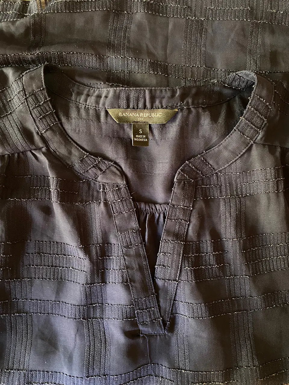 Blusa Azul Marino Texturada Banana Republic - Talla S 5