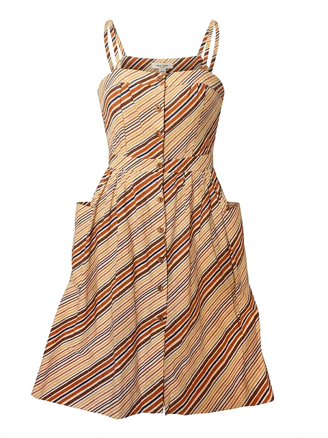 Vestido Midi Estampado Rayas Multicolor EV Fashions - Talla 8 / S