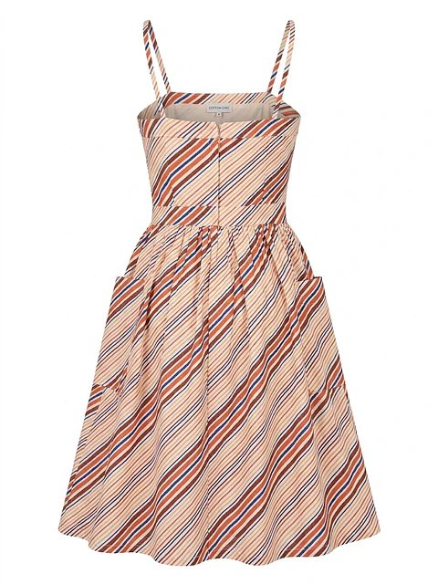 Vestido Midi Estampado Rayas Multicolor EV Fashions - Talla 8 / S