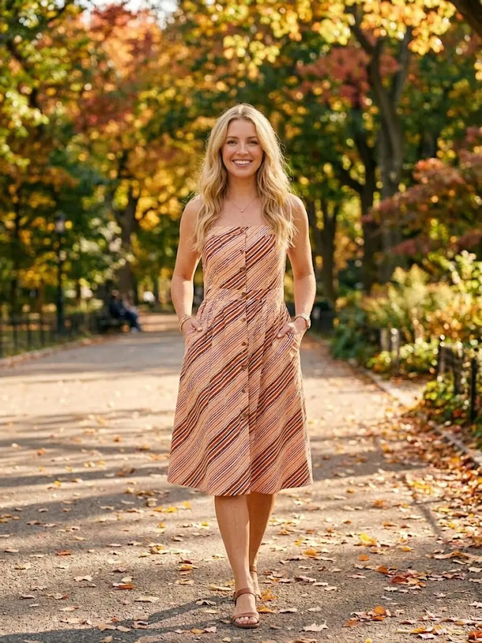 Vestido Midi Estampado Rayas Multicolor EV Fashions - Talla 8 / S 3