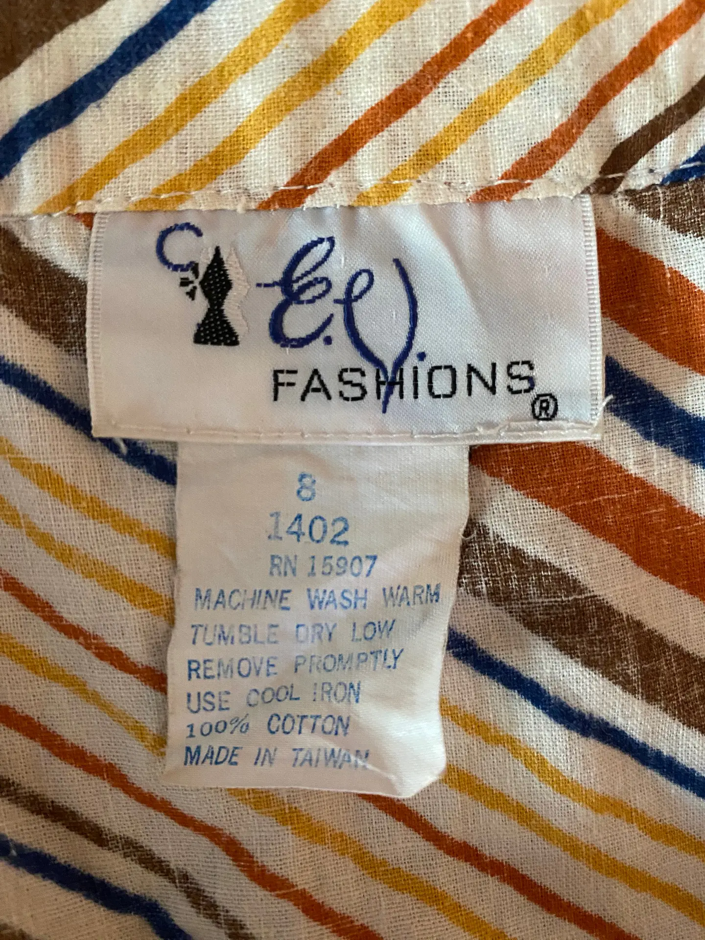 Vestido Midi Estampado Rayas Multicolor EV Fashions - Talla 8 / S 6