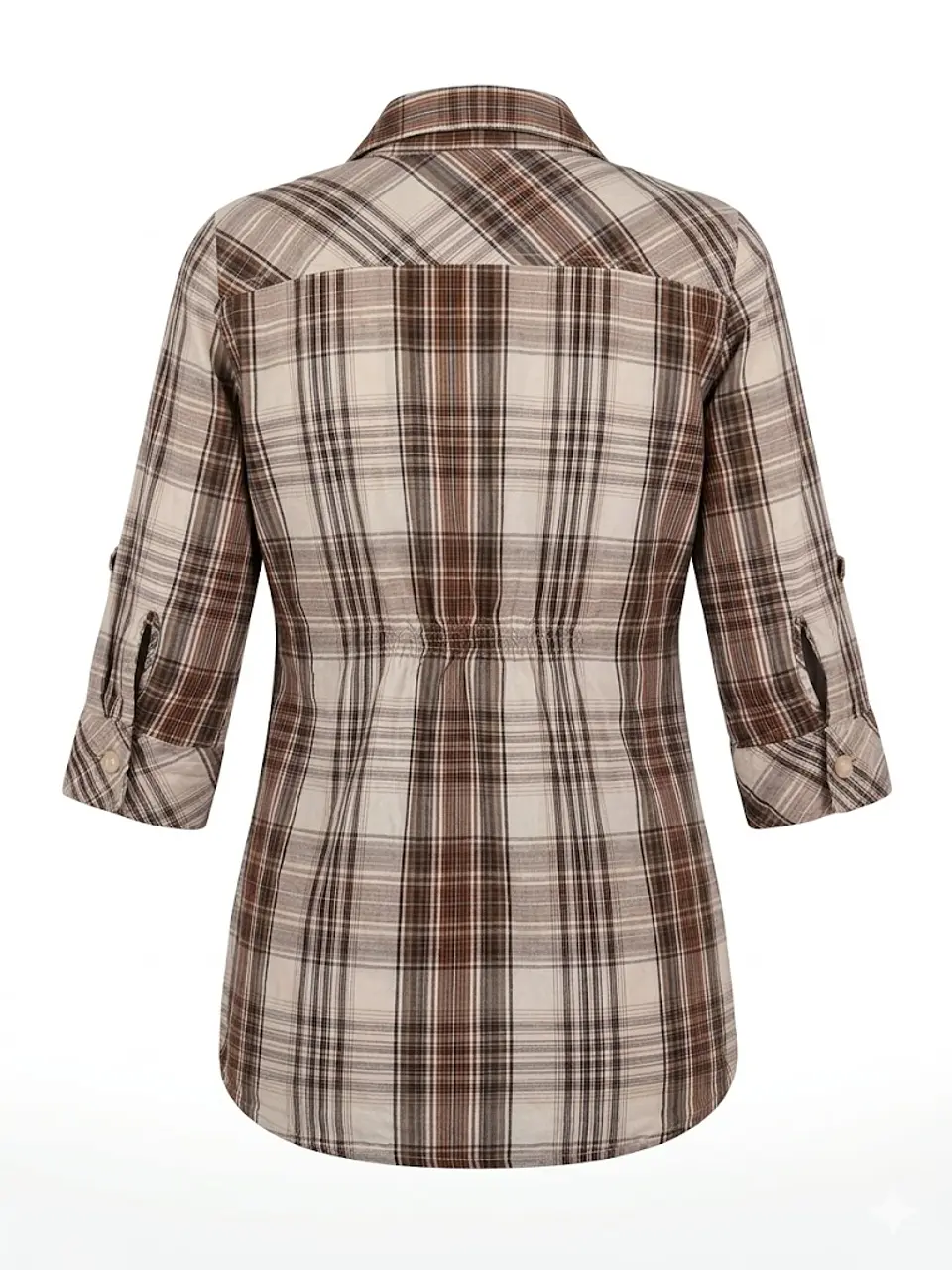 Blusa Cuadrillé Marrón y Beige - Talla 8/10 - M 2