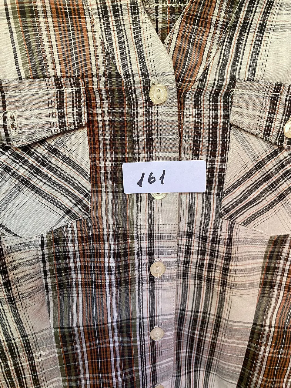 Blusa Cuadrillé Marrón y Beige - Talla 8/10 - M 10