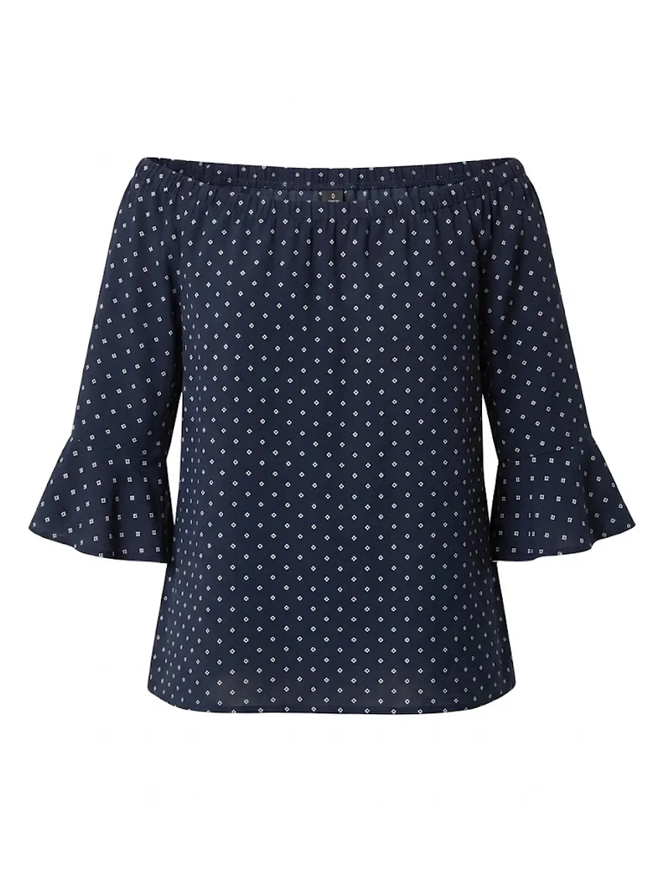 Blusa Estampada Azul Cacharel cuello bote- Talla S 2