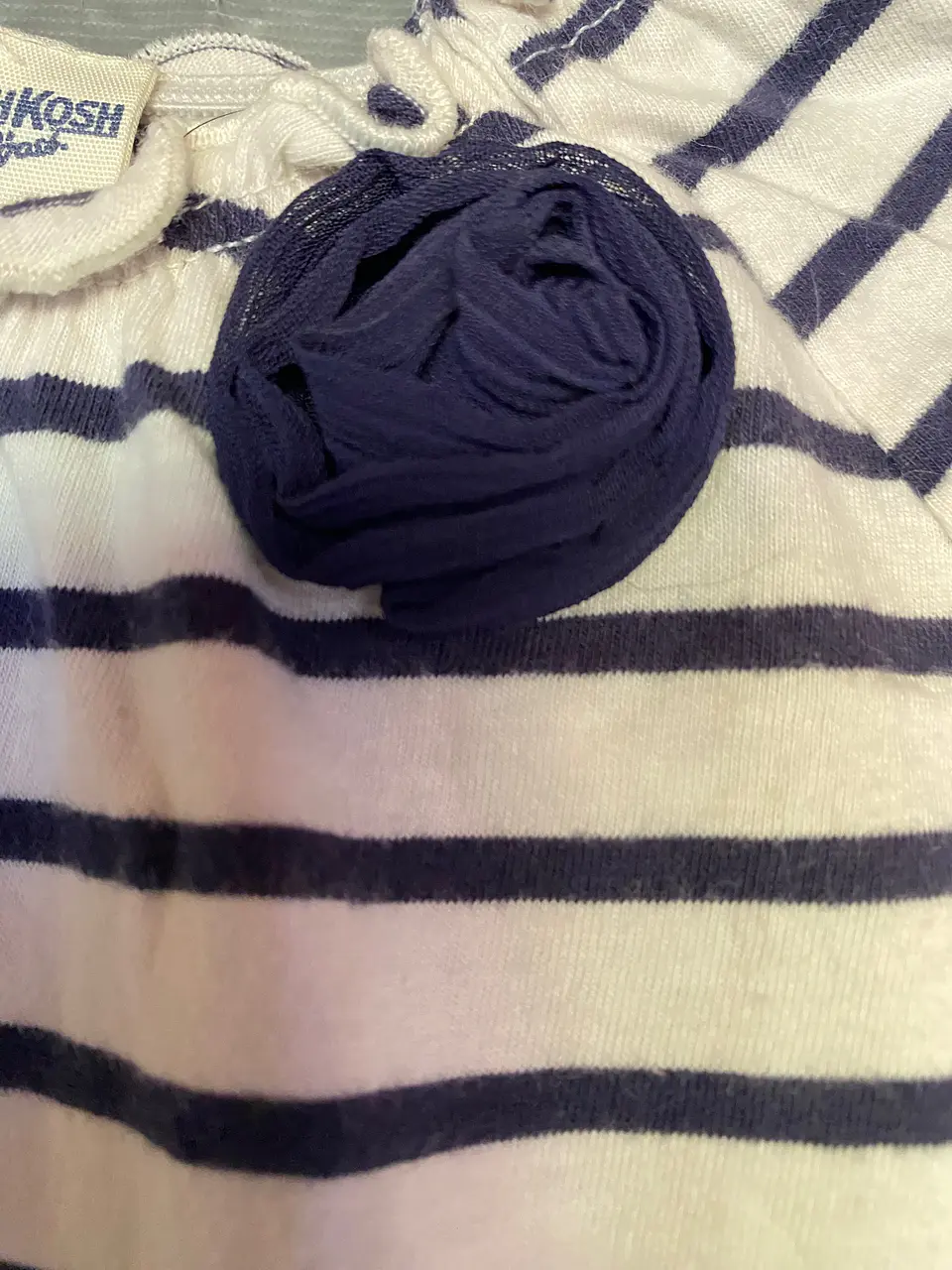 Vestido Infantil Rayado con Flores OshKosh - Talla 12 Meses 7