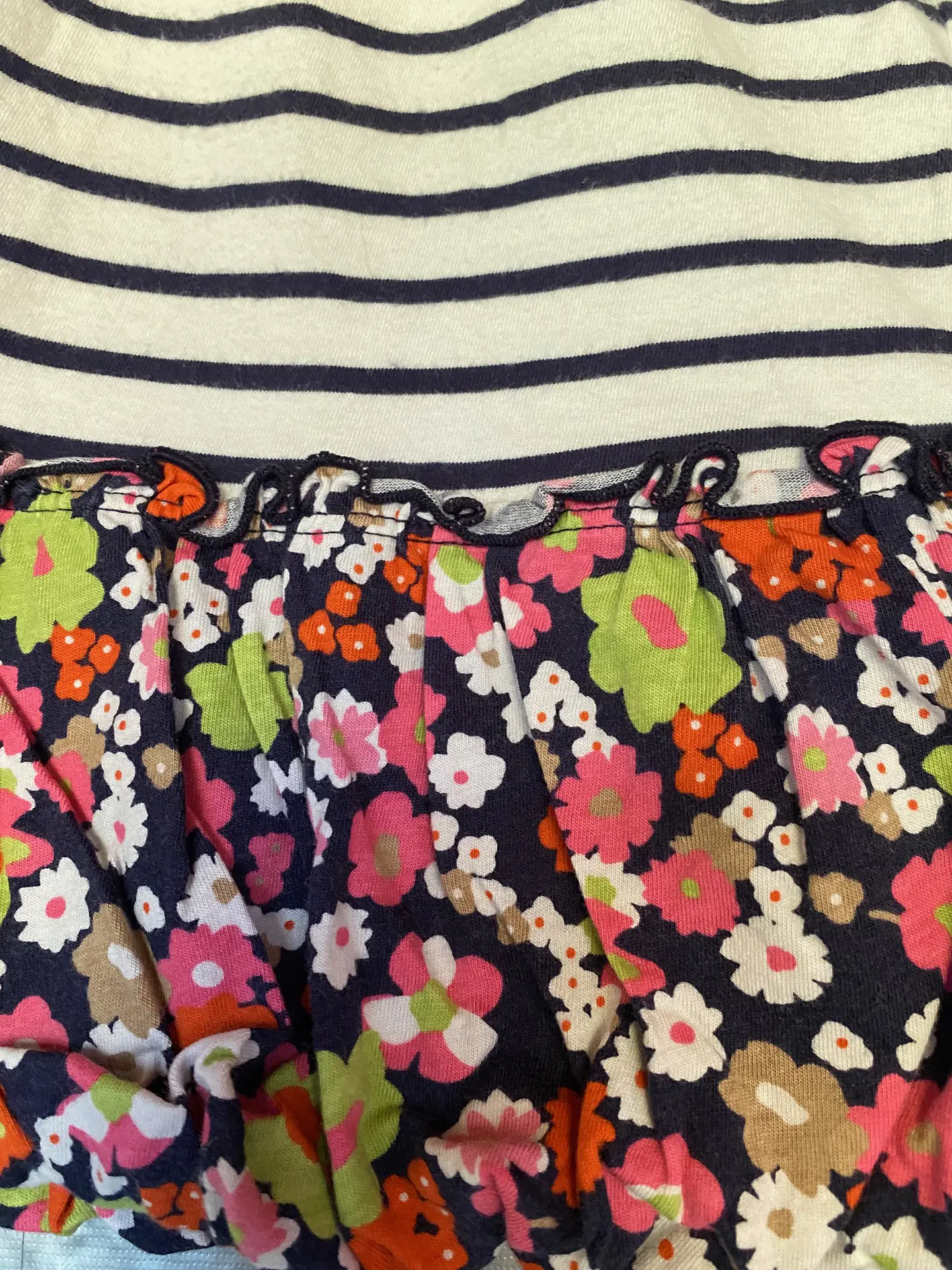 Vestido Infantil Rayado con Flores OshKosh - Talla 12 Meses 8
