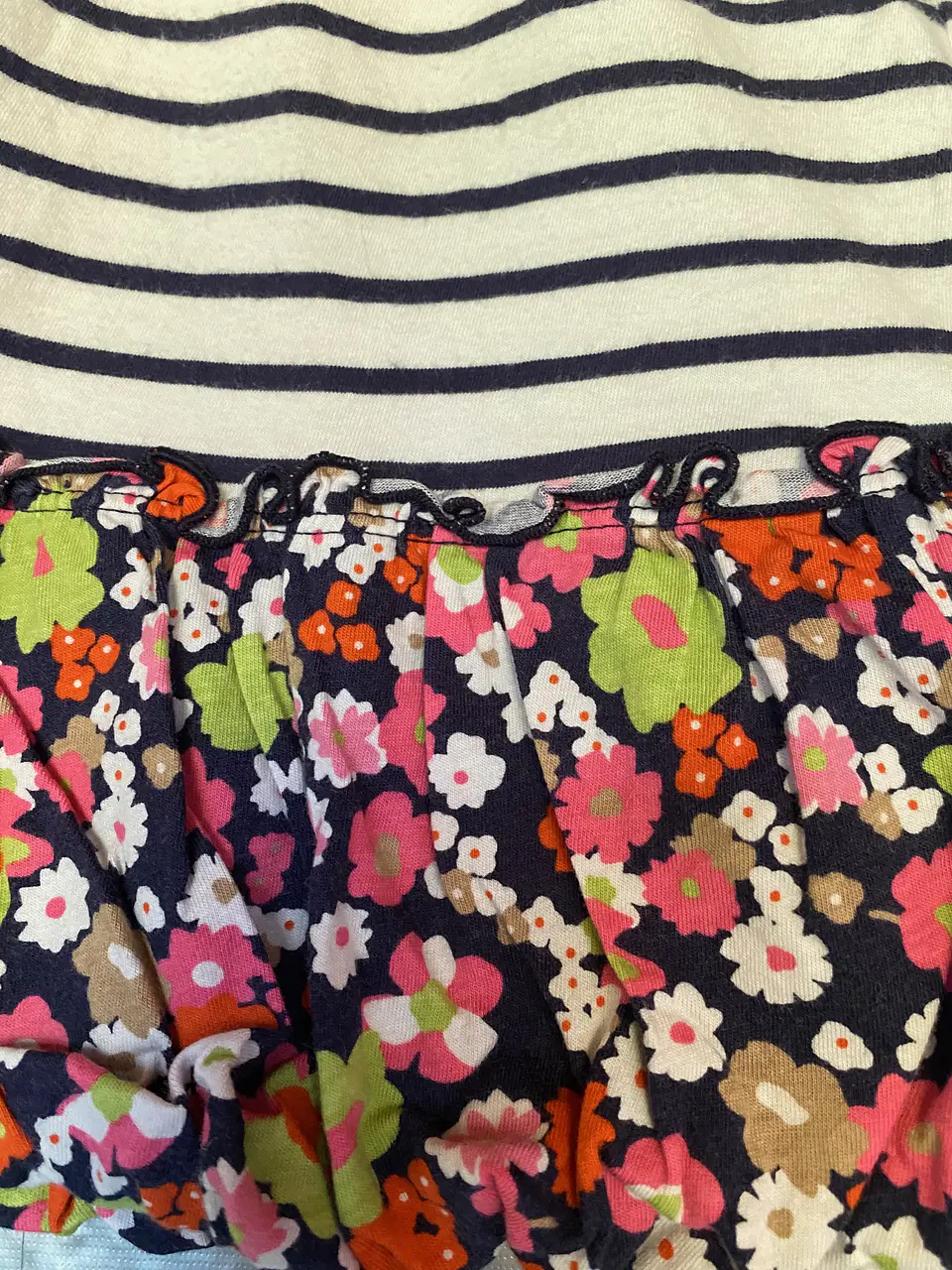 Vestido Infantil Rayado con Flores OshKosh - Talla 12 Meses 8