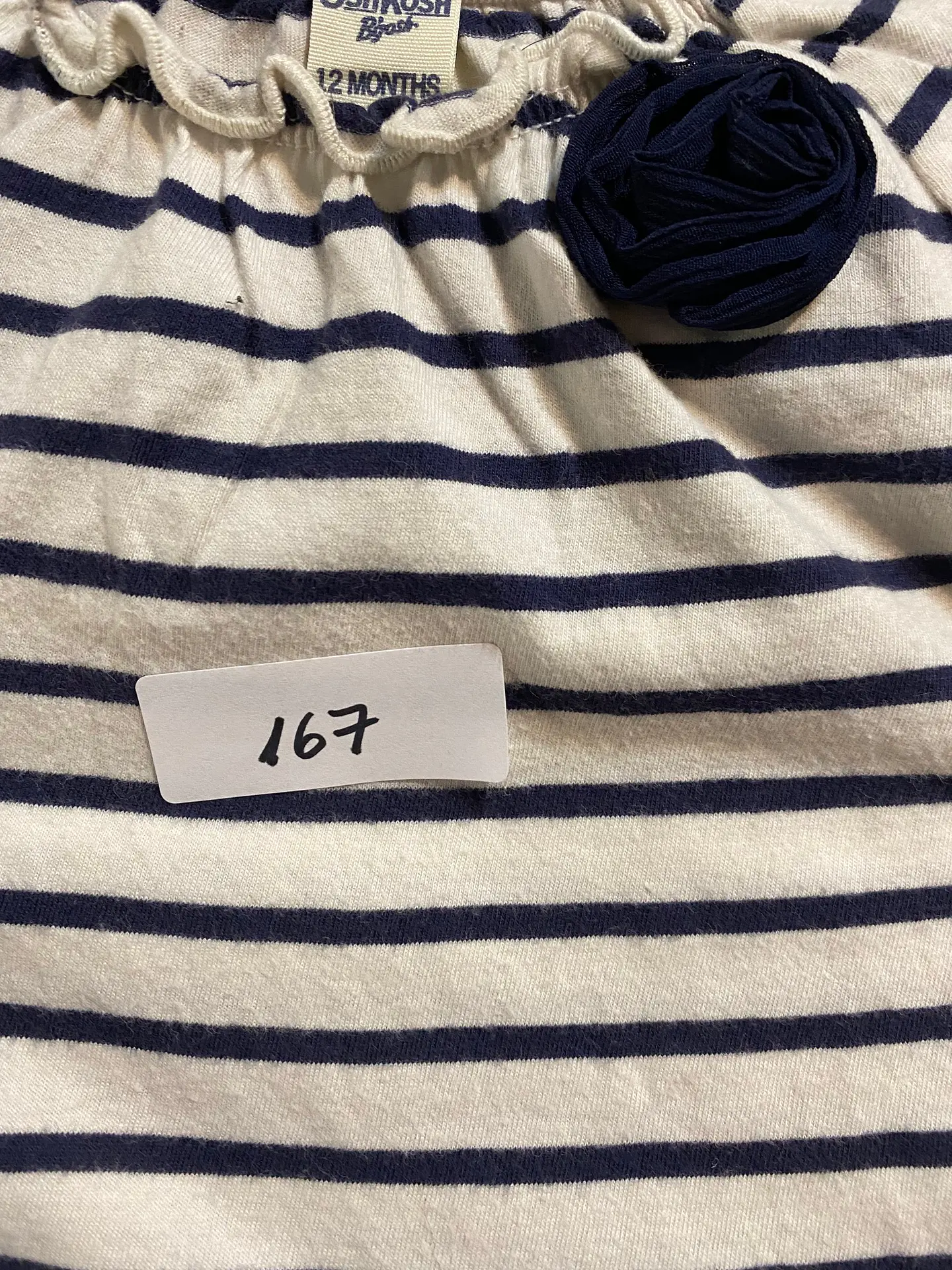 Vestido Infantil Rayado con Flores OshKosh - Talla 12 Meses 15