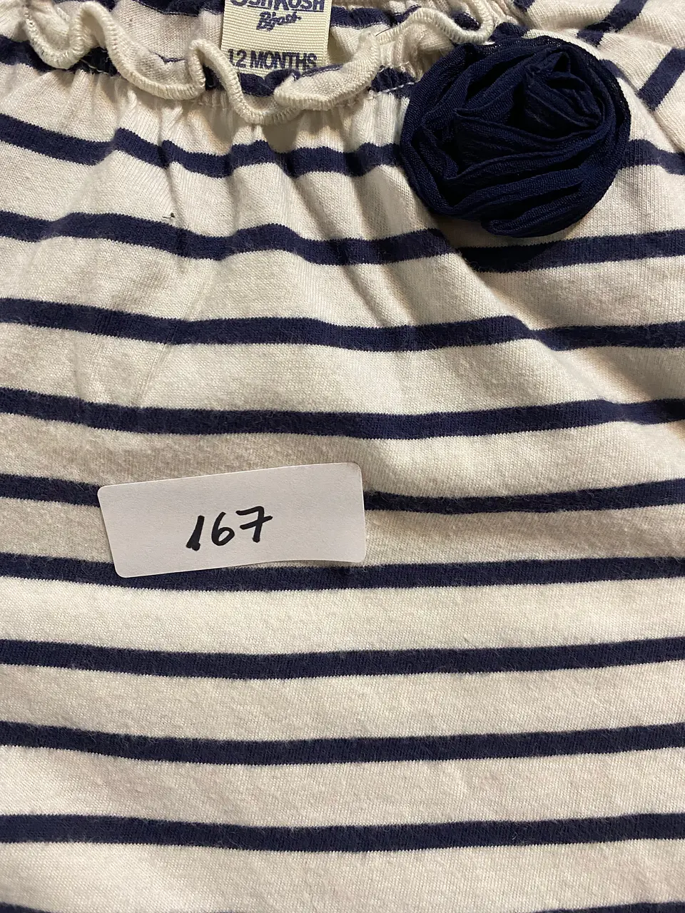 Vestido Infantil Rayado con Flores OshKosh - Talla 12 Meses 15