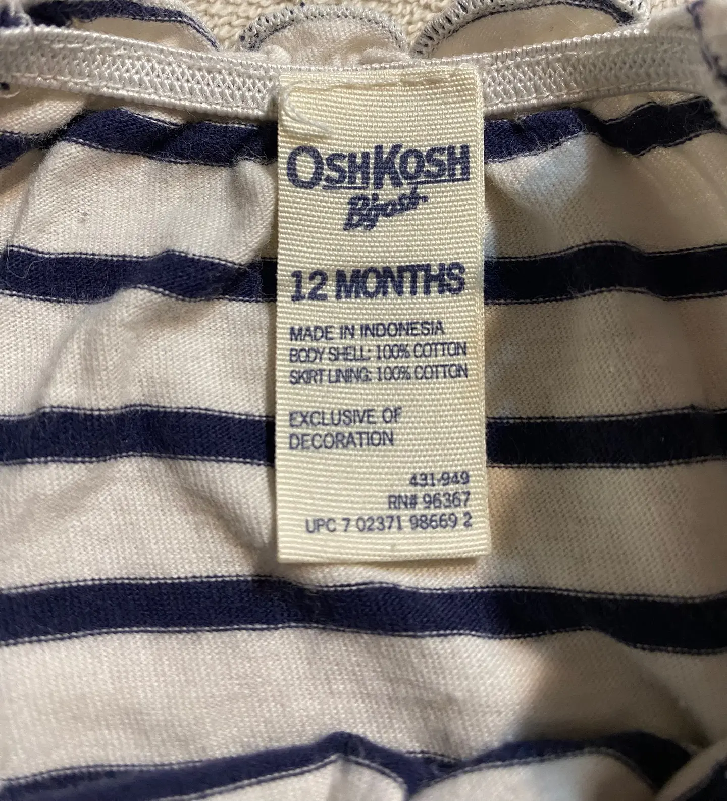 Vestido Infantil Rayado con Flores OshKosh - Talla 12 Meses 6
