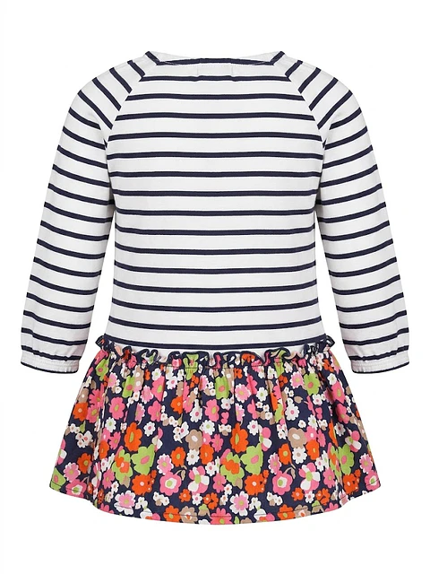 Vestido Infantil Rayado con Flores OshKosh - Talla 12 Meses