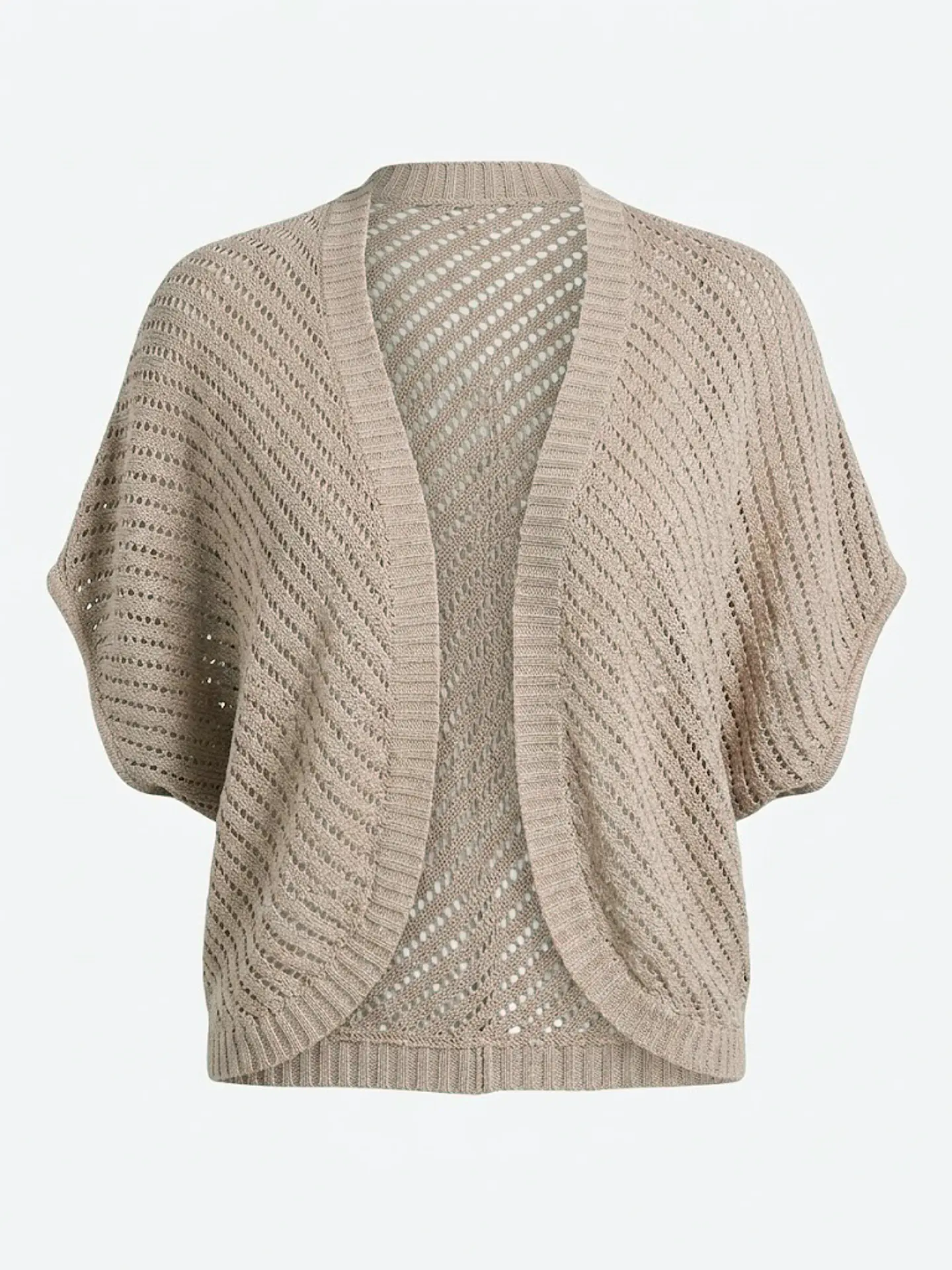 Cardigan Tapado Tipo Torera Tejido Beige Talla M 1