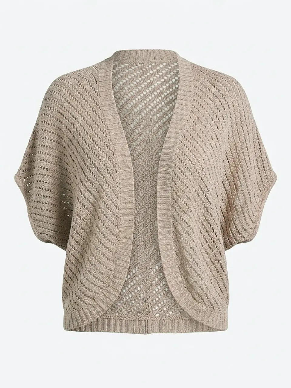 Cardigan Tapado Tipo Torera Tejido Beige Talla M 1