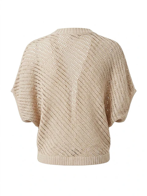 Cardigan Tapado Tipo Torera Tejido Beige Talla M