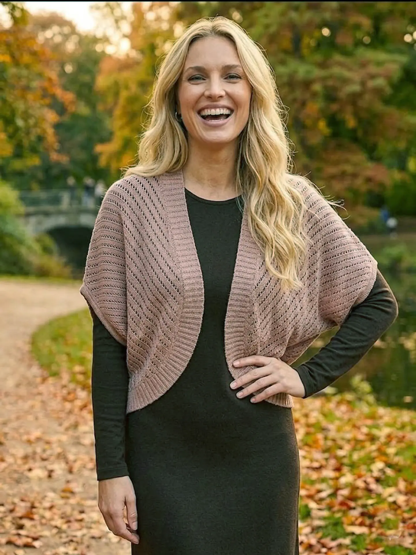 Cardigan Tapado Tipo Torera Tejido Beige Talla M 4