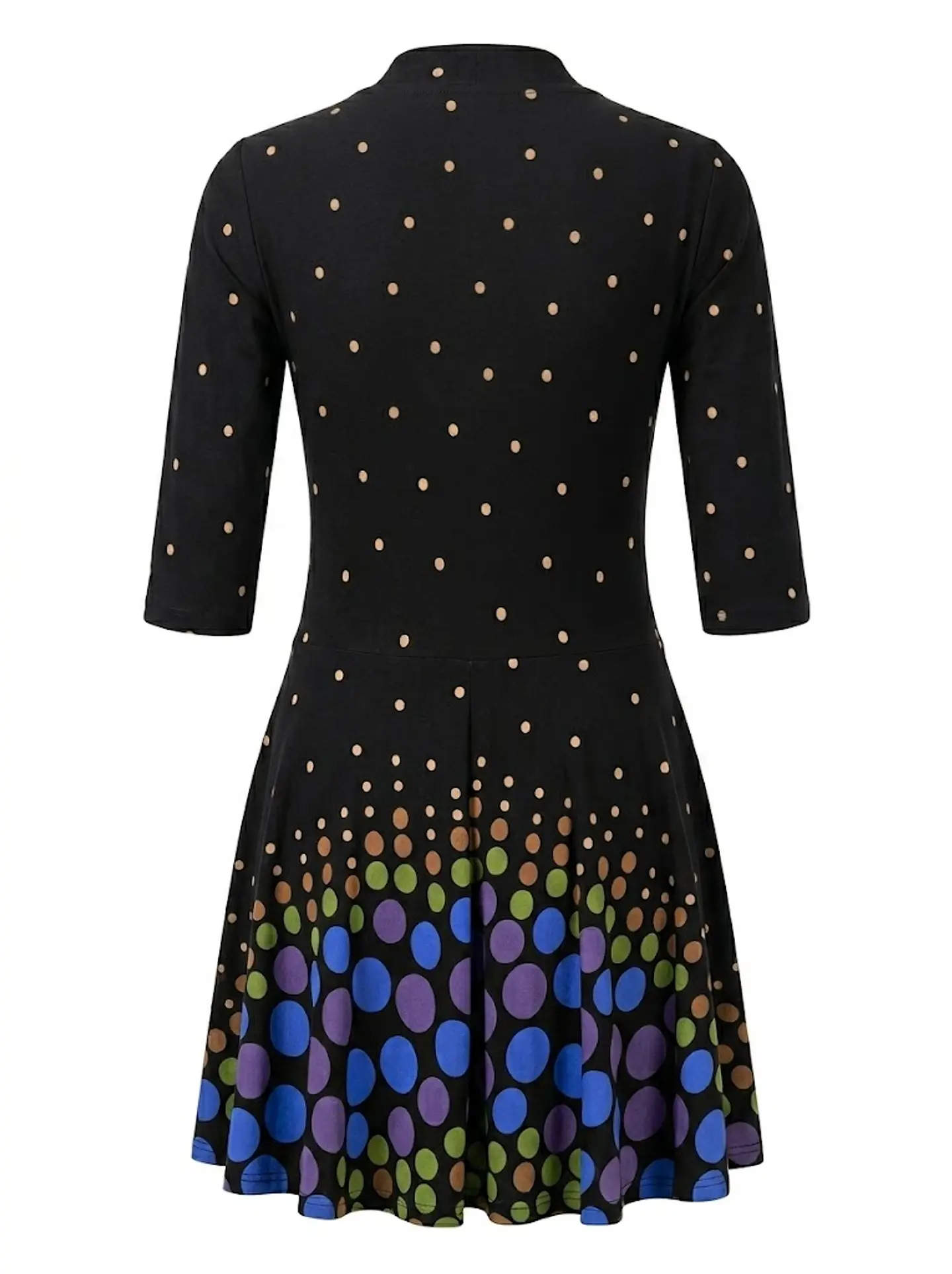 Vestido Maritza Gomez Negro Estampado Lunares Manga 3/4 - Talla S 2