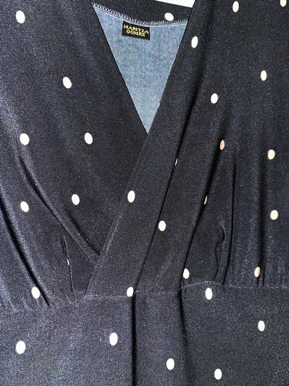 Vestido Maritza Gomez Negro Estampado Lunares Manga 3/4 - Talla S 10