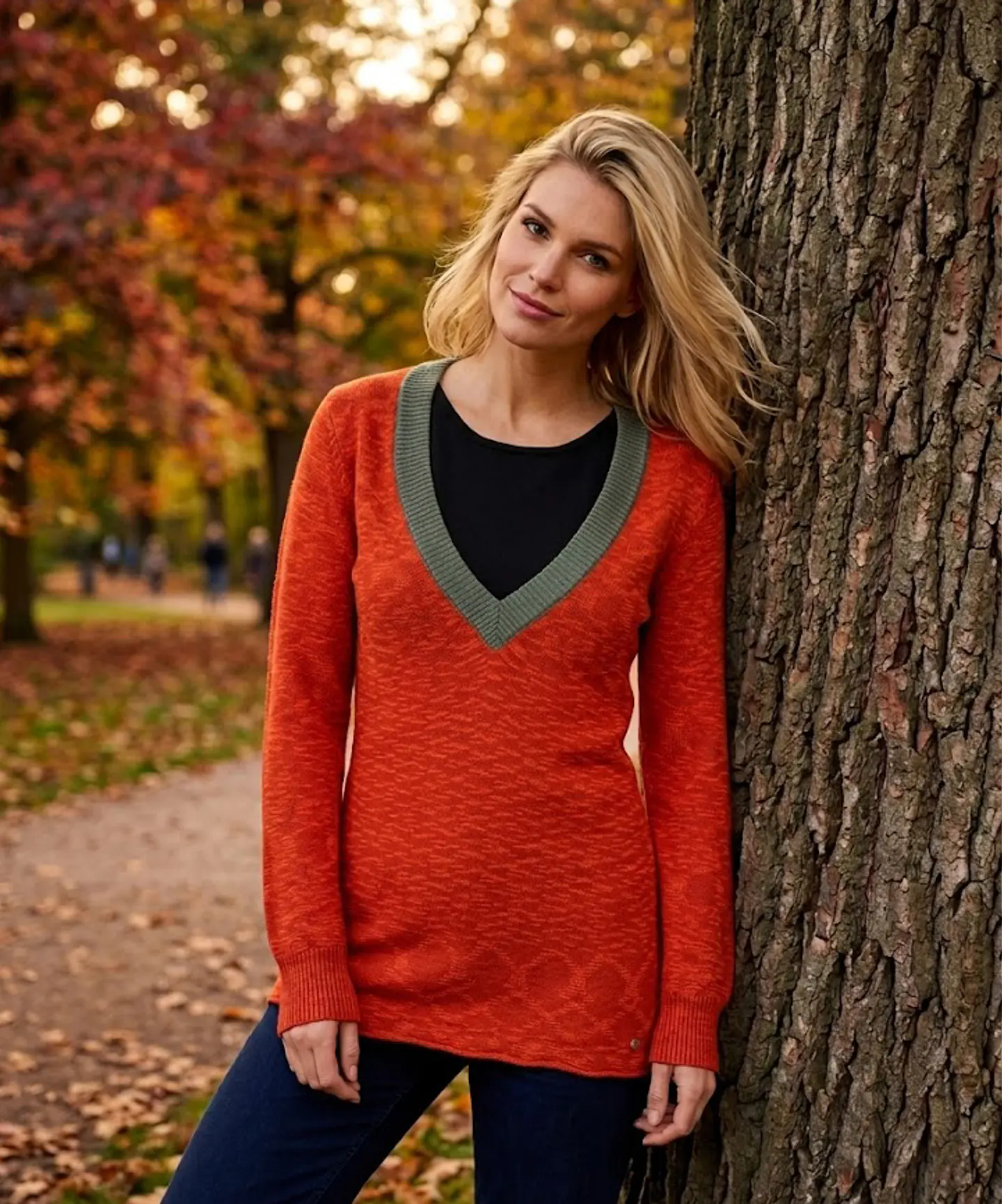 Skunkfunk Suéter Rojo Talla S/M - Jersey Tejido de Mujer con Cuello en V 3