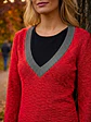 Skunkfunk Suéter Rojo Talla S/M - Jersey Tejido de Mujer con Cuello en V - Miniatura 4