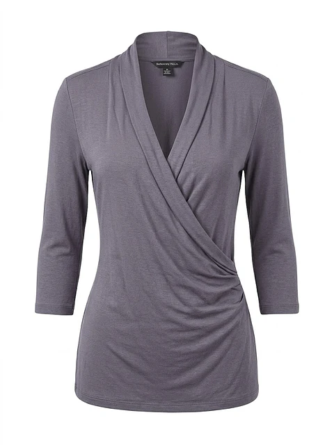Banana Republic Blusa Gris Talla M - Top Cruzado de Mujer Manga 3/4