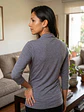 Banana Republic Blusa Gris Talla M - Top Cruzado de Mujer Manga 3/4 - Miniatura 5