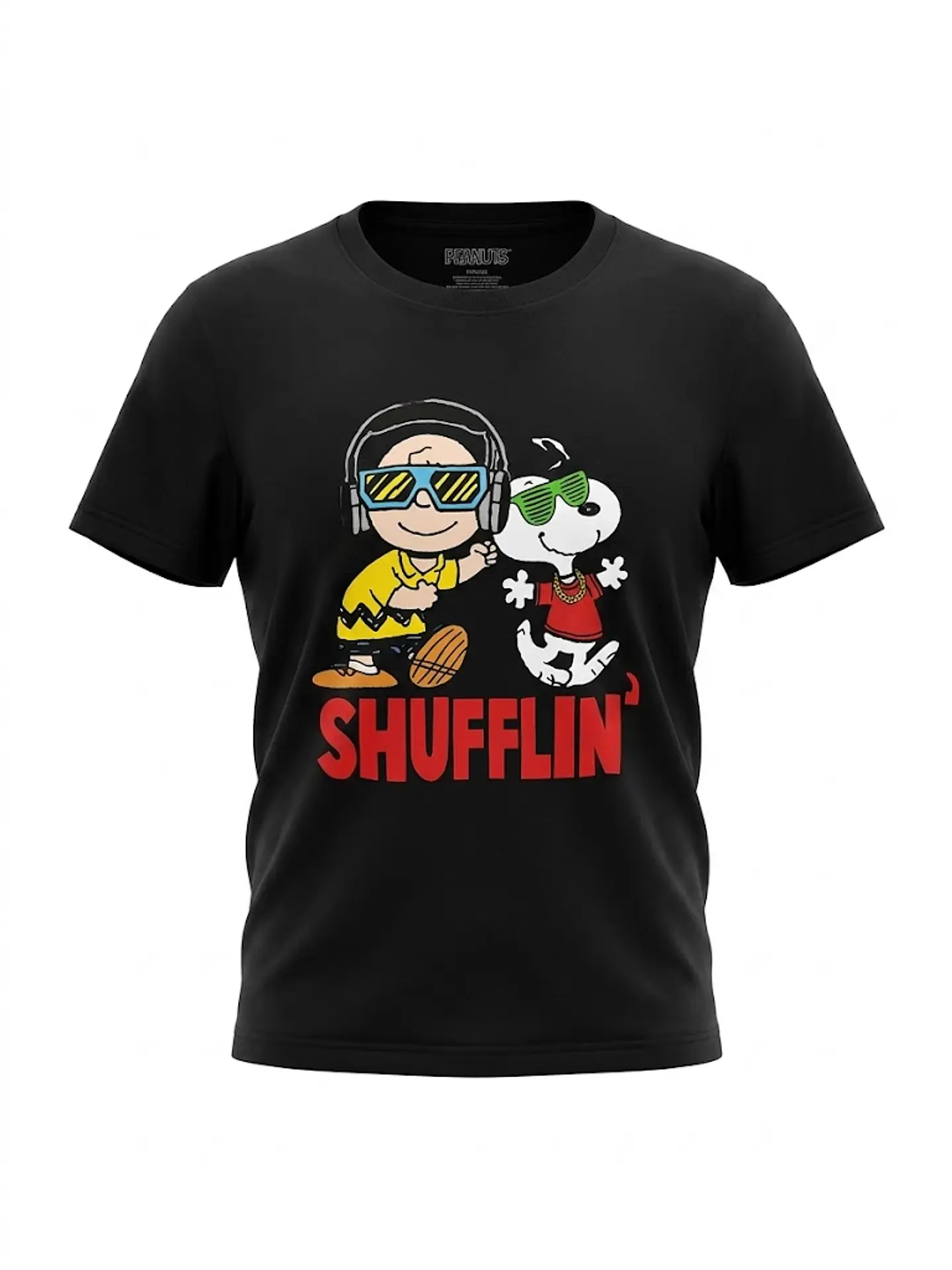 Peanuts Polera Negra Talla L / 13-14 - Polera Estampada de Niño Snoopy 1