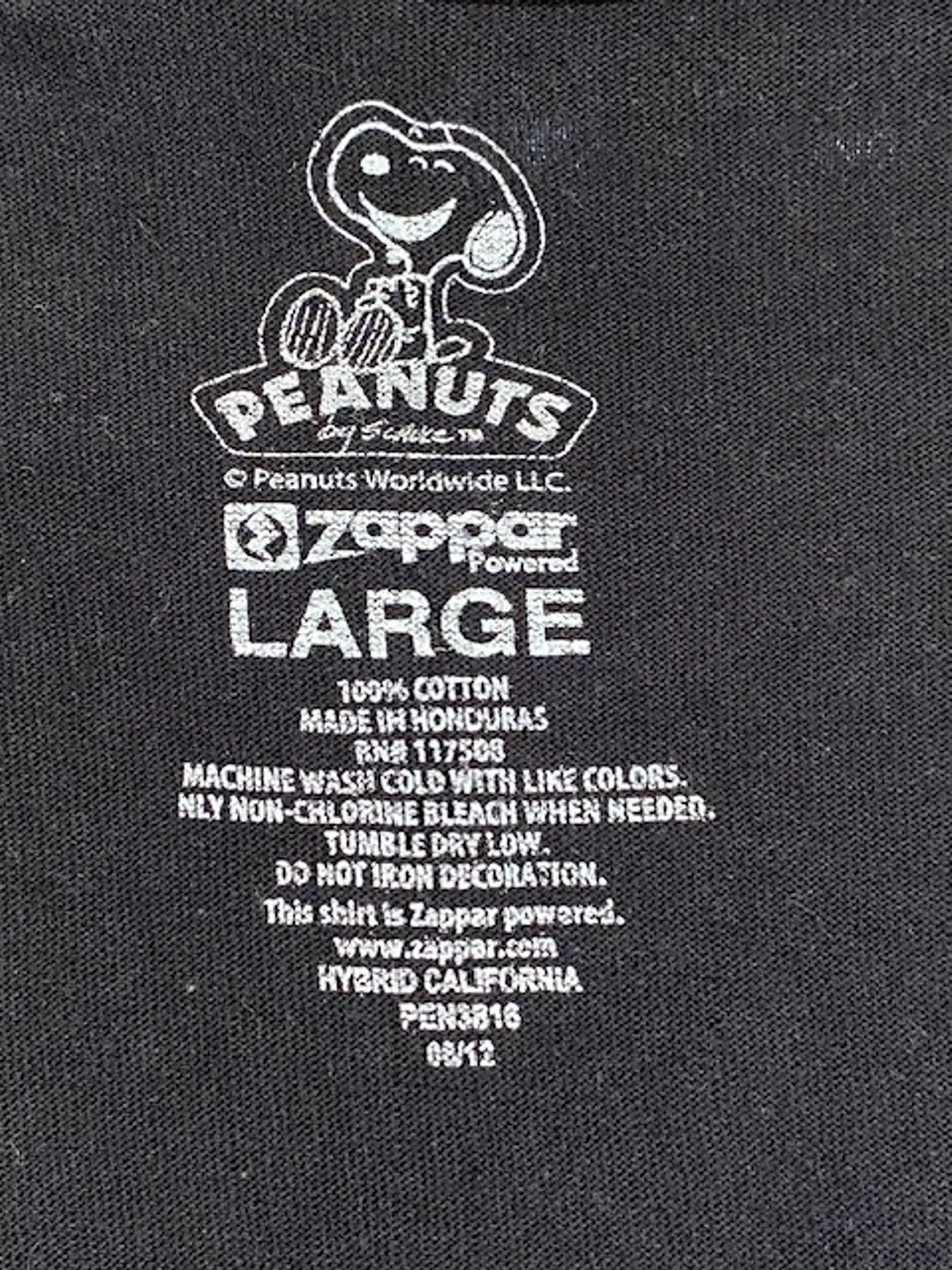 Peanuts Polera Negra Talla L / 13-14 - Polera Estampada de Niño Snoopy 5