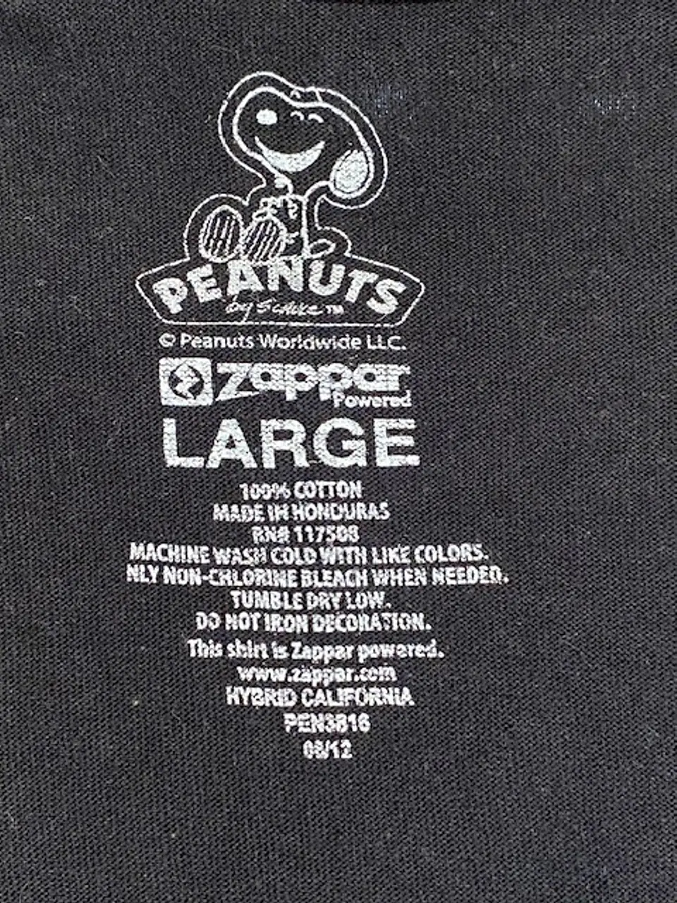 Peanuts Polera Negra Talla L / 13-14 - Polera Estampada de Niño Snoopy 5