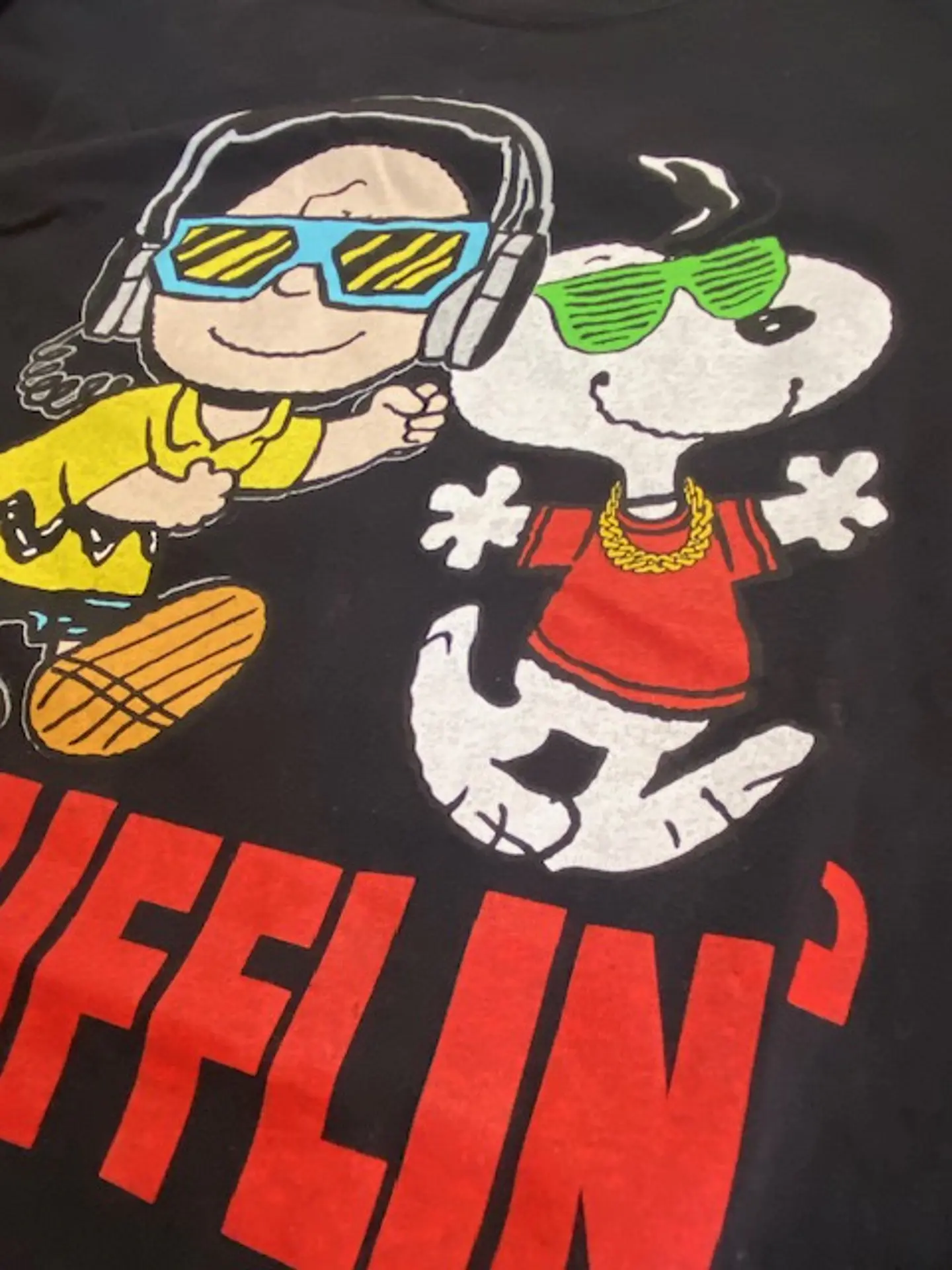 Peanuts Polera Negra Talla L / 13-14 - Polera Estampada de Niño Snoopy 8