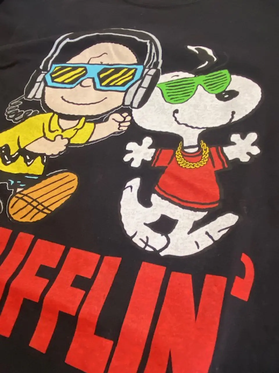 Peanuts Polera Negra Talla L / 13-14 - Polera Estampada de Niño Snoopy 8