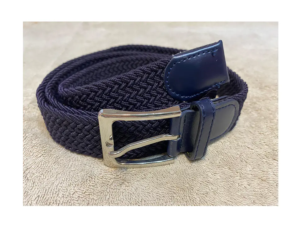 Cinturón Hombre Trenzado Elasticado Azul Marino 126cm. 4
