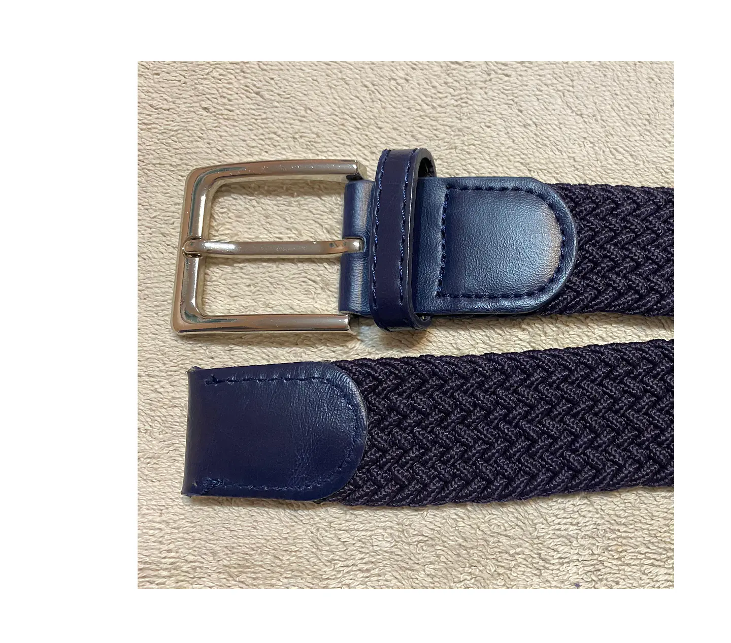 Cinturón Hombre Trenzado Elasticado Azul Marino 126cm. 5