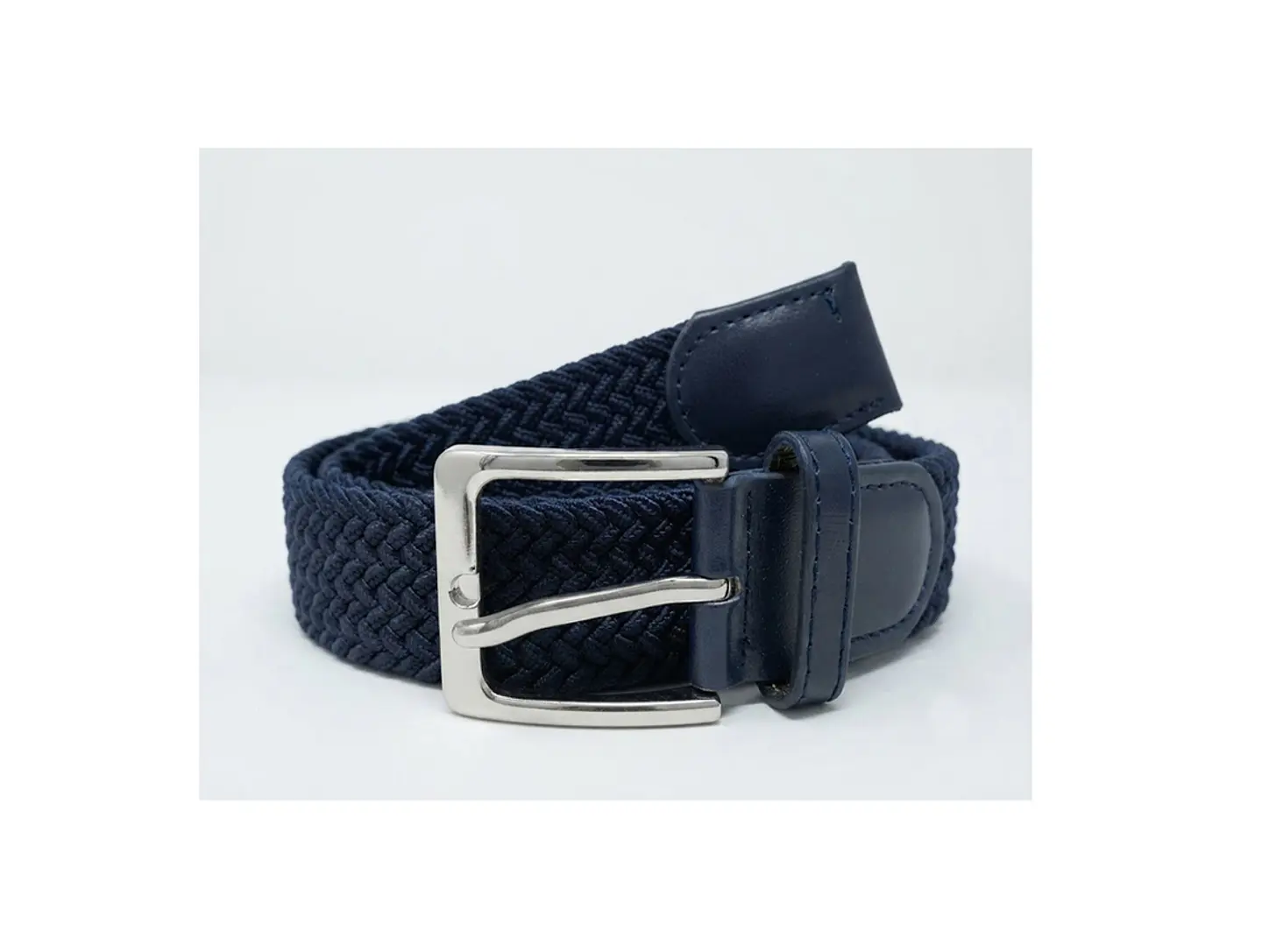 Cinturón Hombre Trenzado Elasticado Azul Marino 126cm. 1