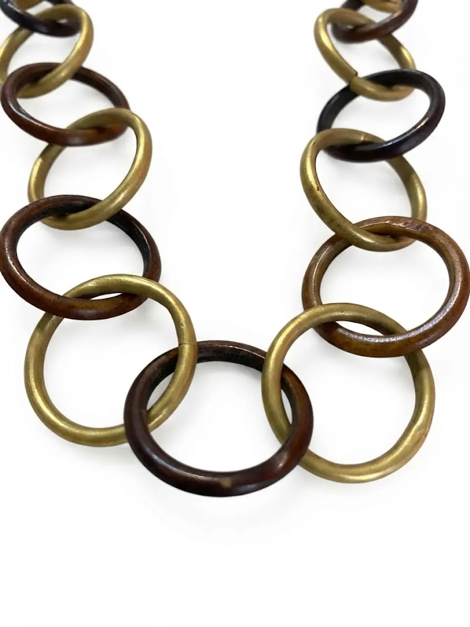 Collar Argollas Cobre y Dorado 37 cm. - Diseño Exclusivo en Cuero y Metales Livianos 3