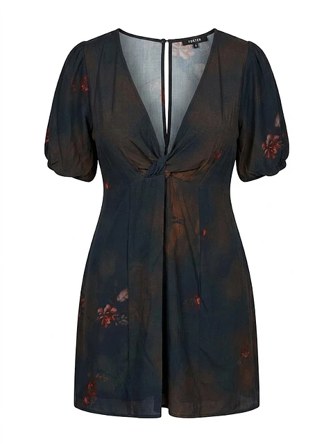 Producto Nuevo - Vestido Corto Talla S FOSTER Manga Corta - Estampado de Mujer