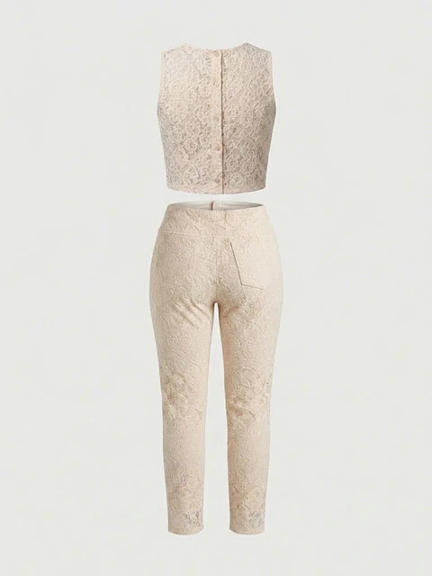 Conjunto Polera y Pantalón Mujer Encaje Pret A Mixer Talla 42