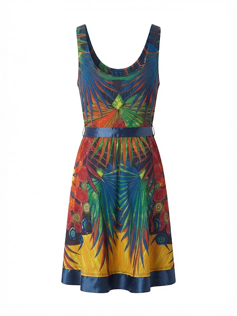 Vestido Desigual Estampado Multicolor Mujer Talla S 