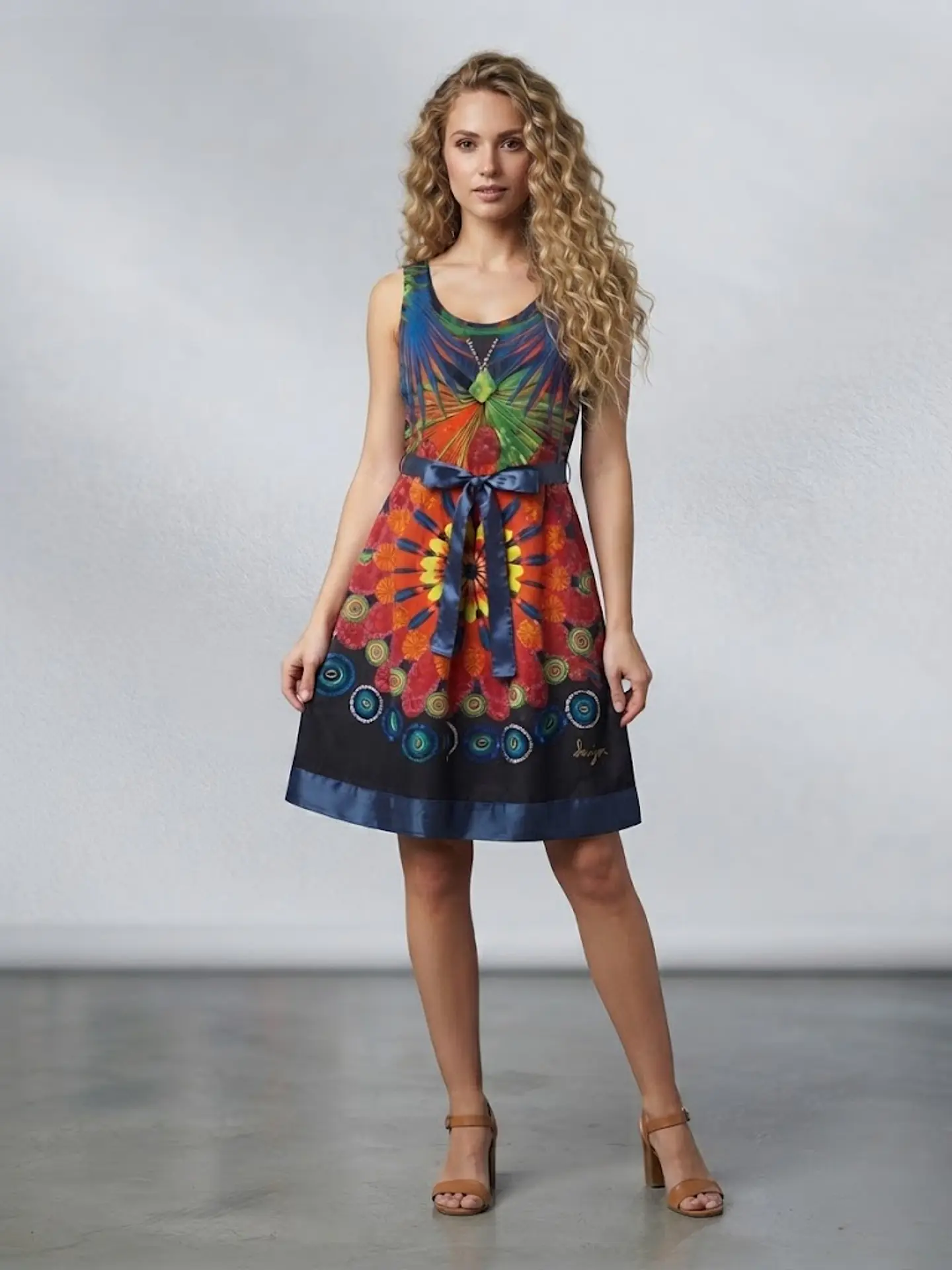 Vestido Desigual Estampado Multicolor Mujer Talla S  3