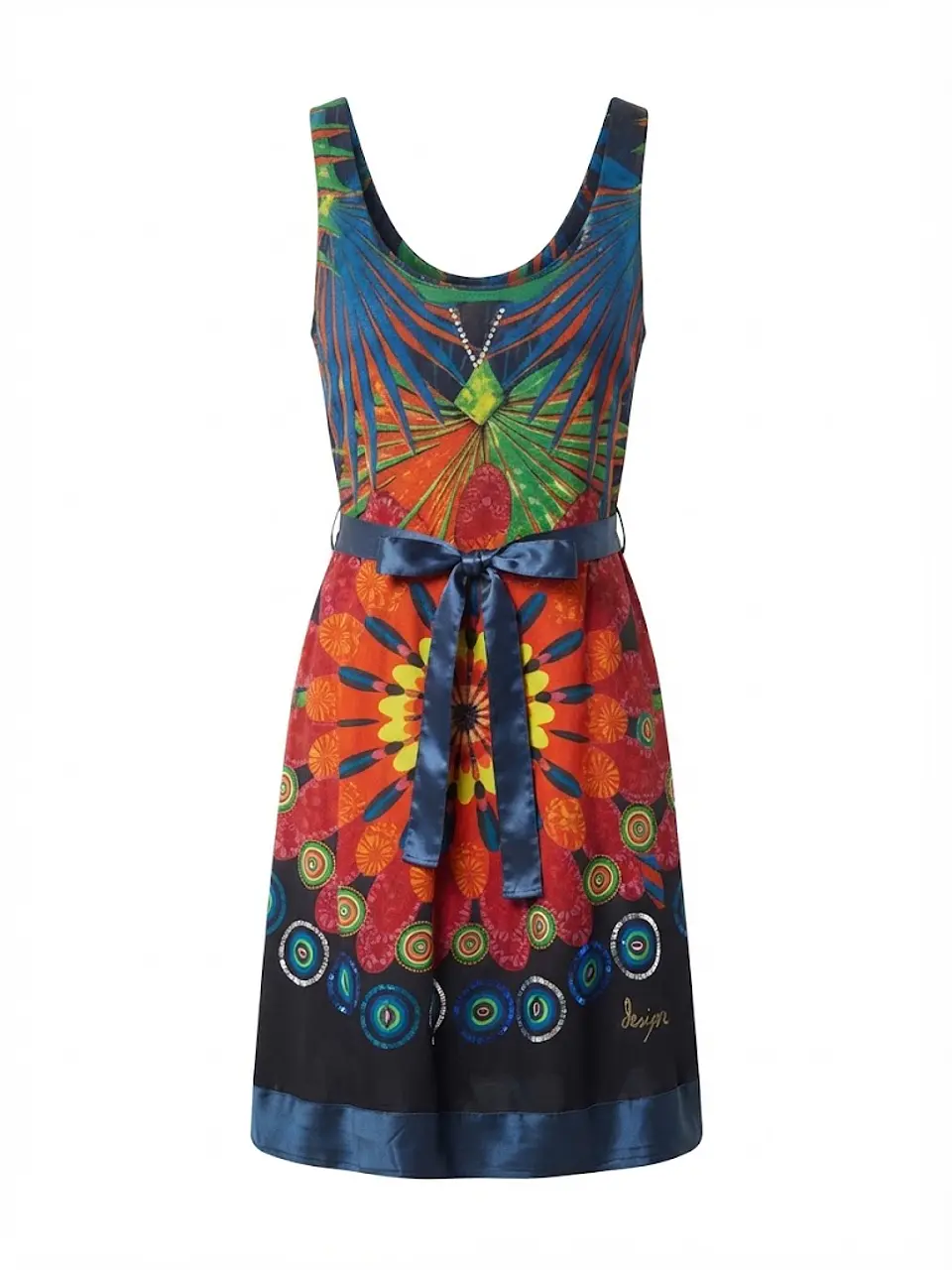 Vestido Desigual Estampado Multicolor Mujer Talla S  1