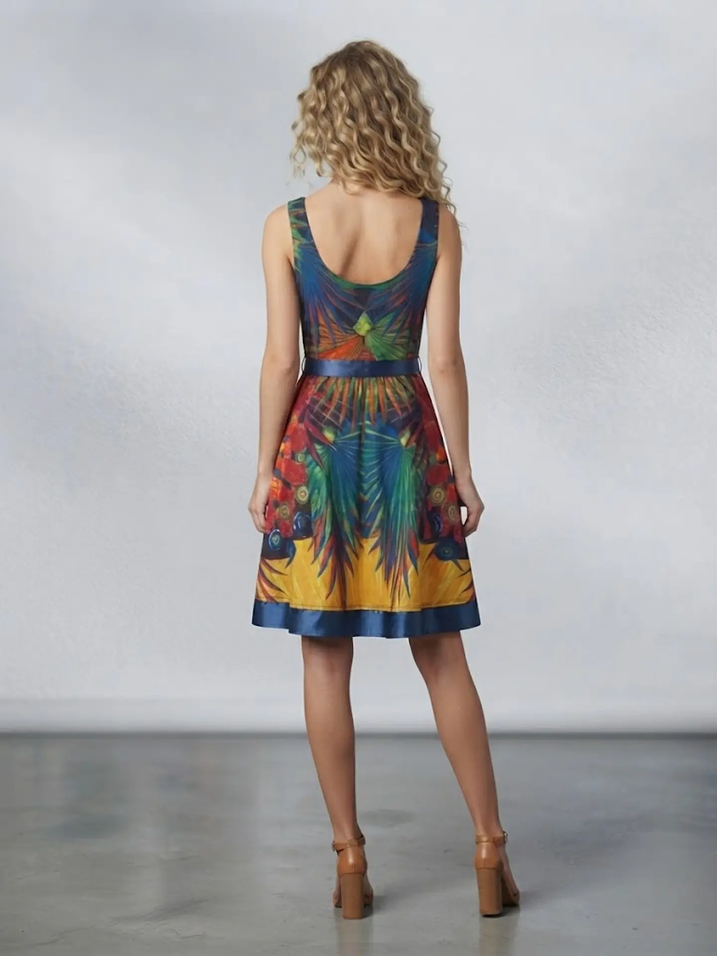 Vestido Desigual Estampado Multicolor Mujer Talla S  4