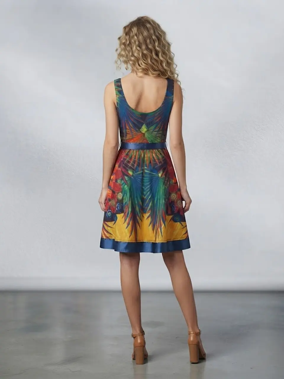 Vestido Desigual Estampado Multicolor Mujer Talla S  4