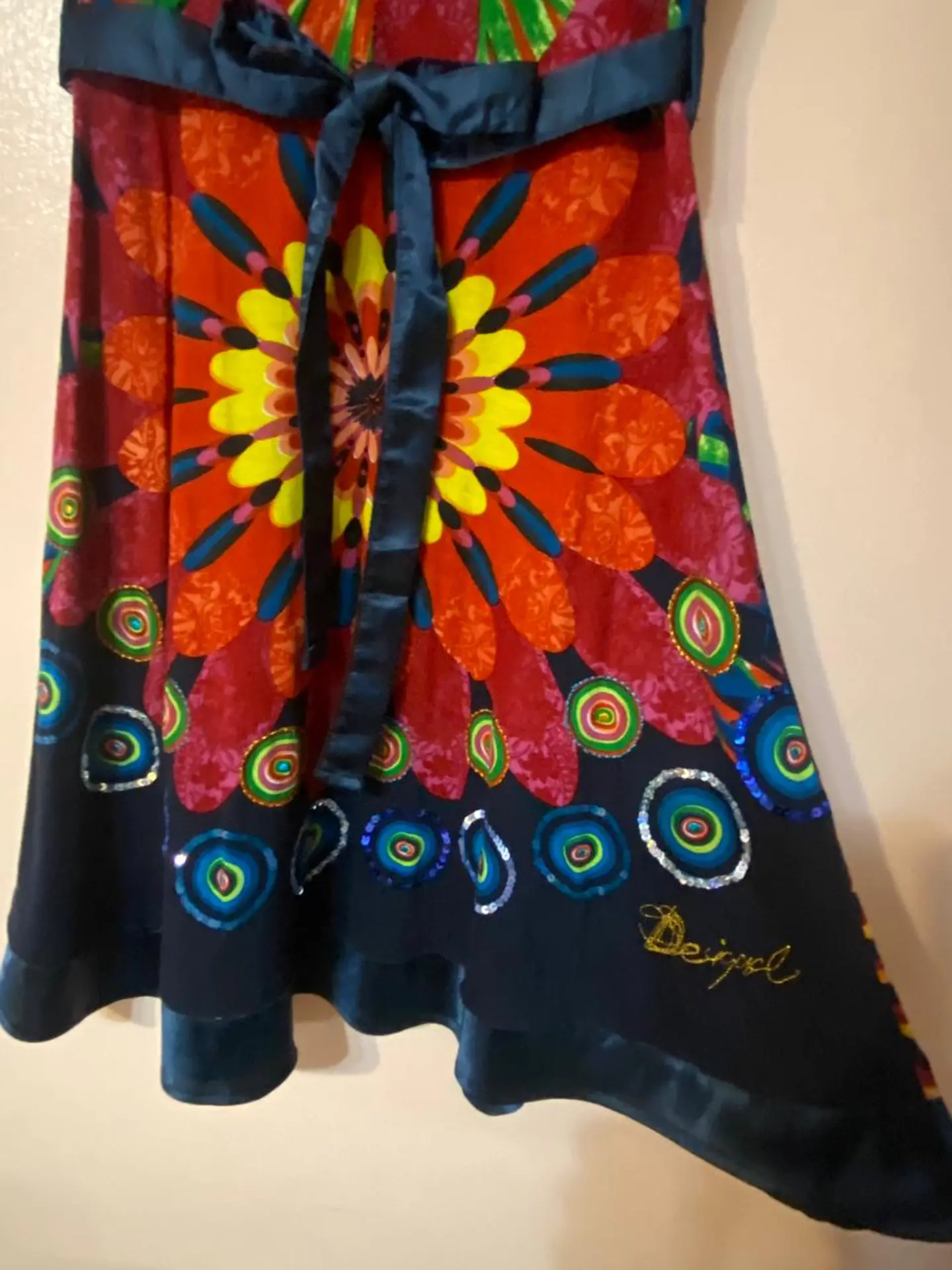 Vestido Desigual Estampado Multicolor Mujer Talla S  12