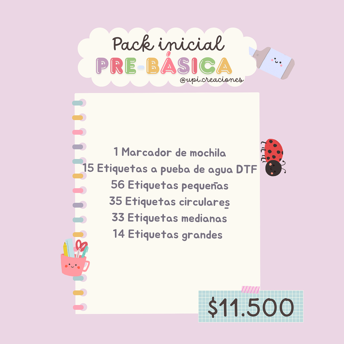 Etiquetas escolares pre-básica personalizadas 5