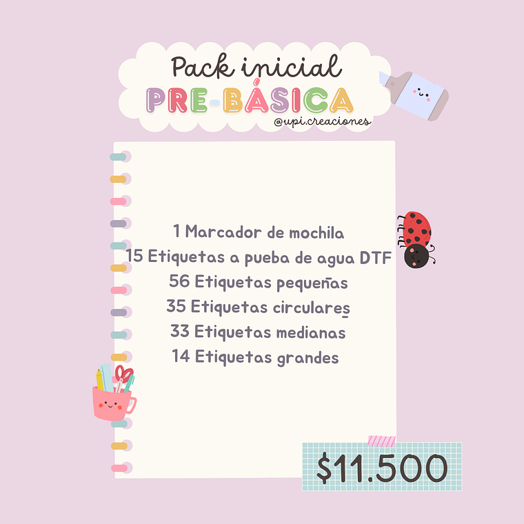 Etiquetas escolares pre-básica personalizadas 5