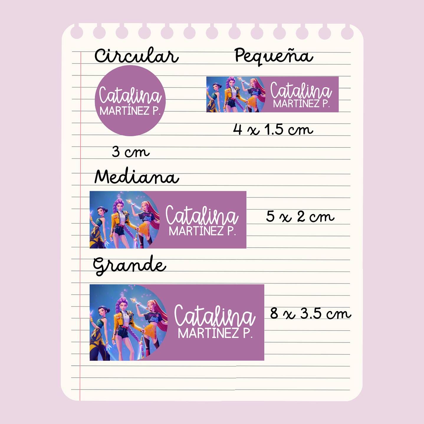 Etiquetas escolares pre-básica personalizadas 2