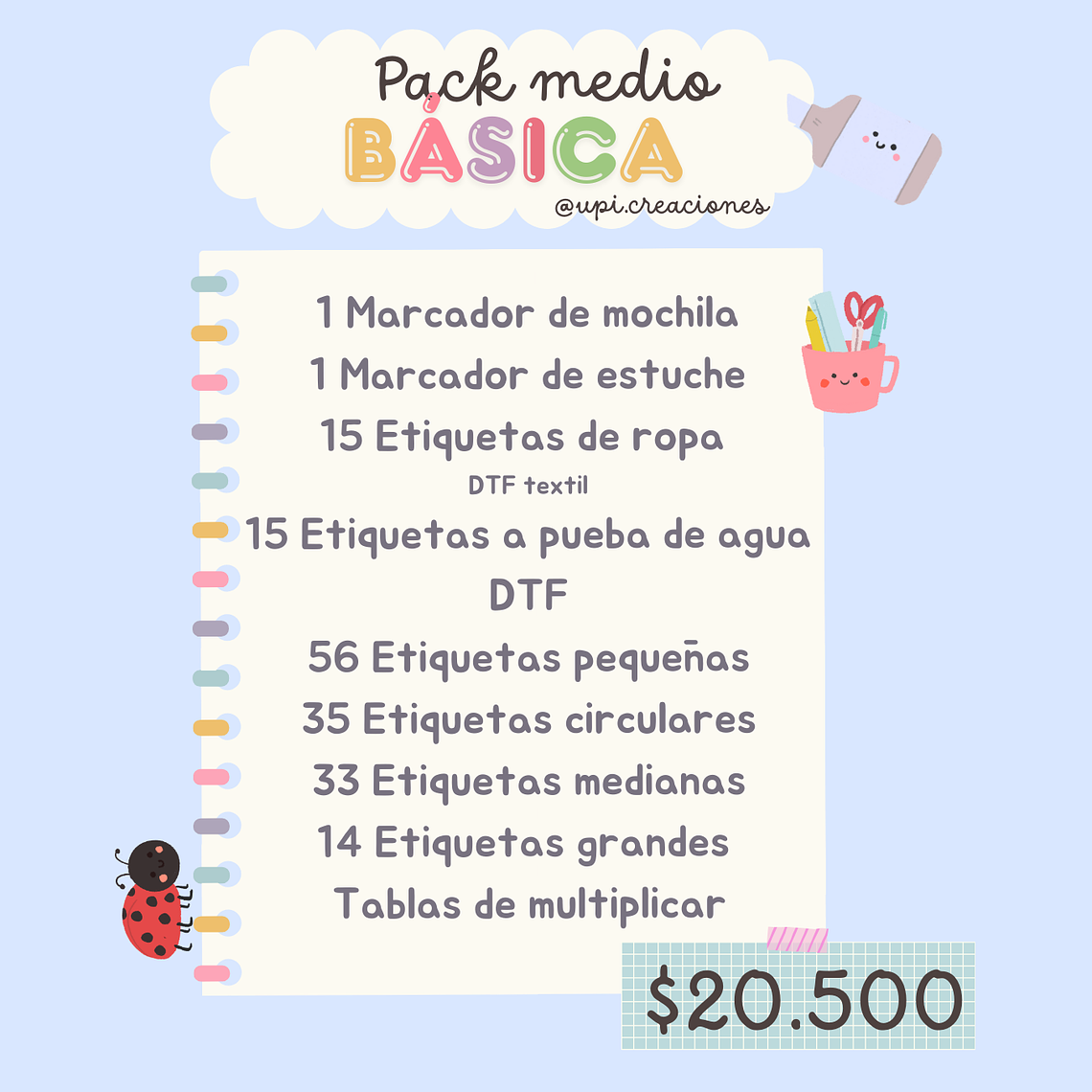 Etiquetas escolares básica personalizadas 4