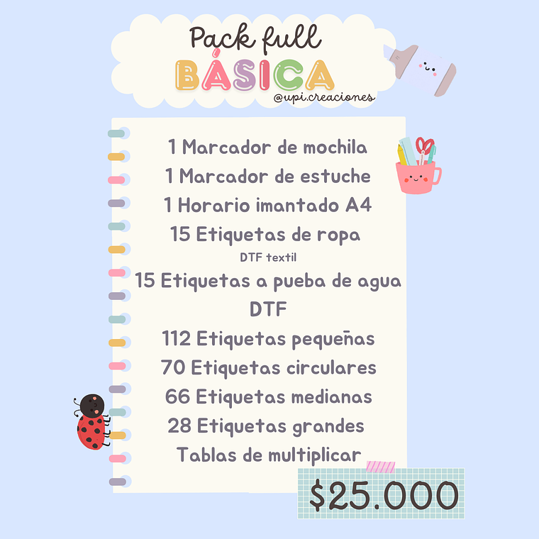 Etiquetas escolares básica personalizadas 3