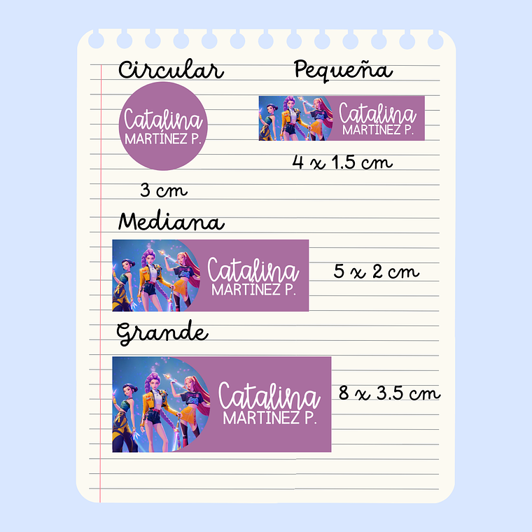 Etiquetas escolares básica personalizadas 2