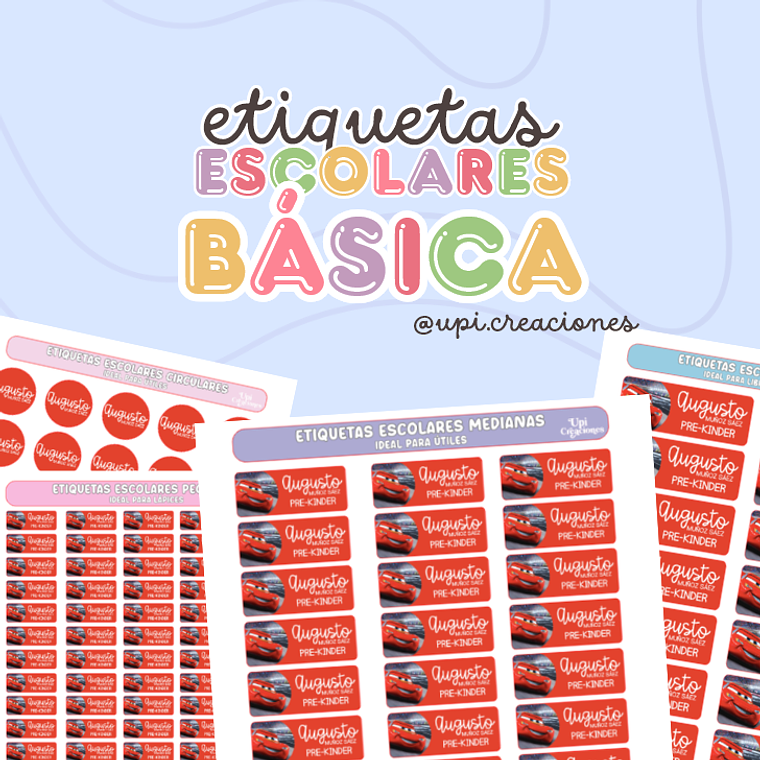 Etiquetas escolares básica personalizadas 1